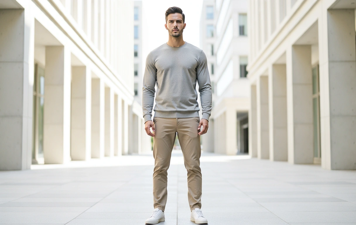 Mann mit aufrechter Körperhaltung im urbanen Kontext